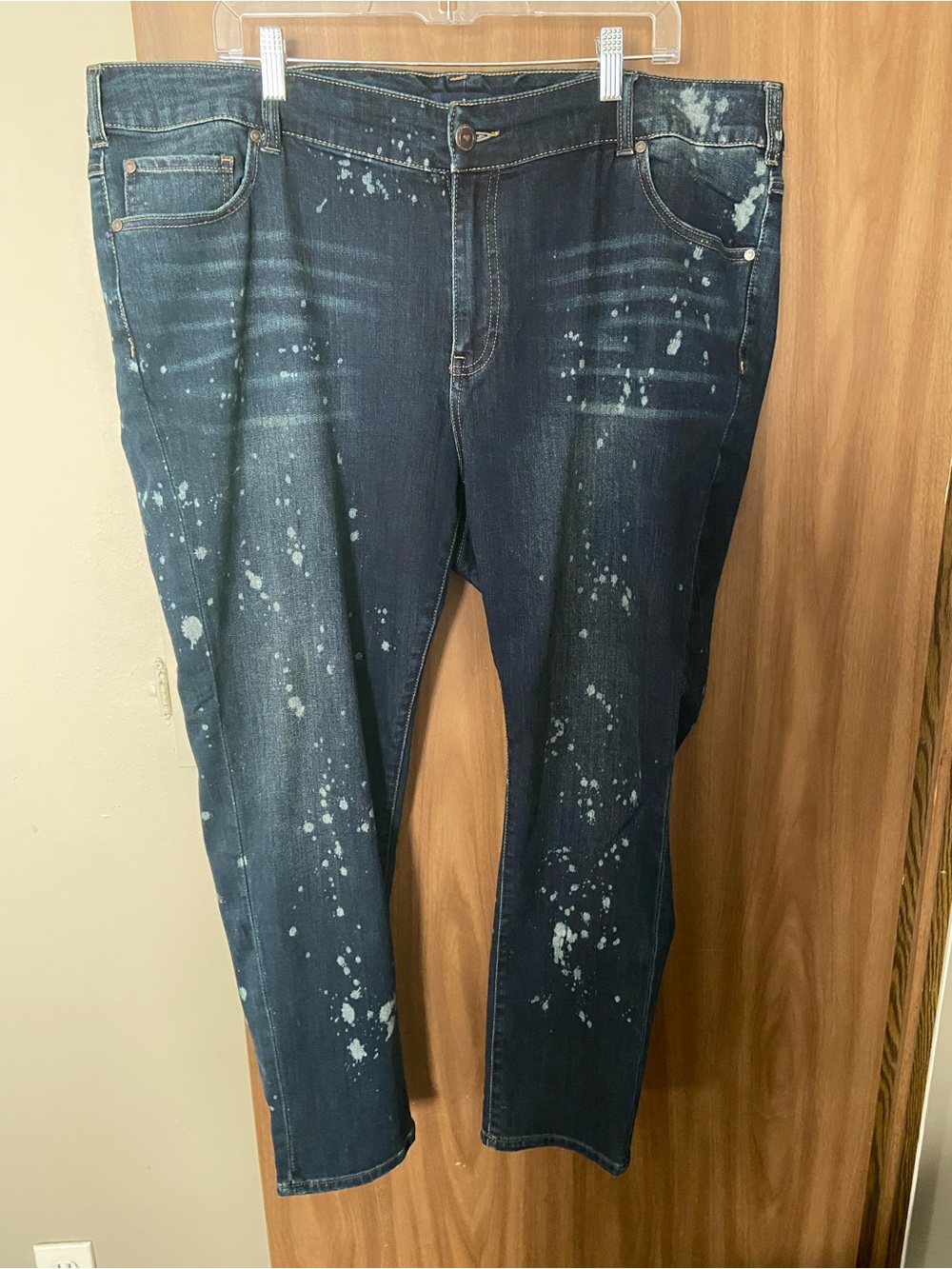 Denim 24/7 Dark Blue Skinny Jeans with White Paint-Splatter